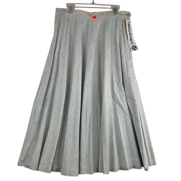 College Town Dresses & Skirts - Vintage College Town Pleated Midi Skirt Sze 13-14 Gray Deadstock USA Cottagecore
